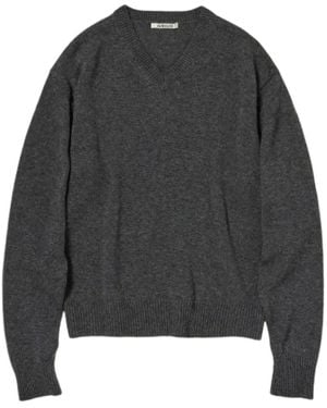 AURALEE Jersey de cachemira con cuello en V - Gris