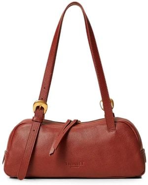 Twinset Adjustable Leather Bowler Bag - Red