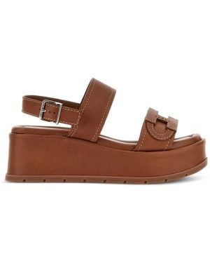 Hogan Leren Sandalen Met Gesp - Bruin