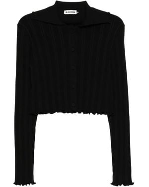 Jil Sander Frilled Cardigan - Black