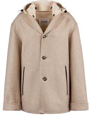 Tod's Hooded Trimmed Jacket - Natural