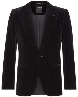 ZEGNA Cotton Buttoned Blazer - Black
