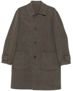 Eleventy Button-Fastening Wool Coat - Gray