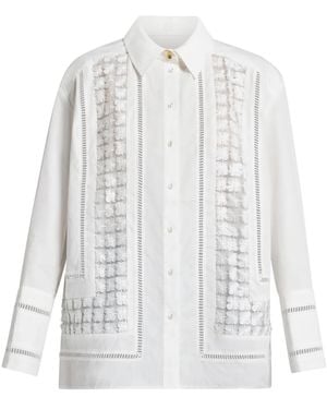 Aje. Embroidered Cutwork Cotton Shirt - White