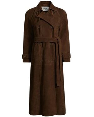 DUCIE Corrin Suede Trench Coat - Brown