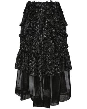 Simone Rocha Patchwork-Midirock Mit Rüschen - Schwarz