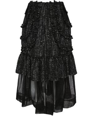 Simone Rocha Multi Frill Patchwork Fray Skirt - Black