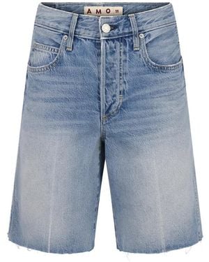 AMO Steph Raw-Edge Shorts - Blue