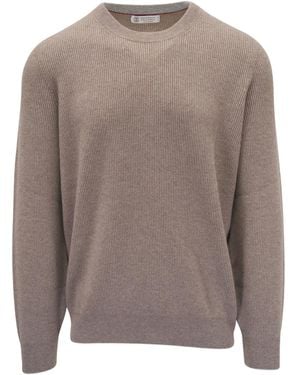 Brunello Cucinelli Ribbed-Knit Cashmere Jumper - Brown