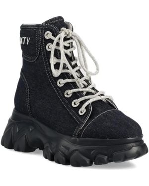 Miss Sixty Denim Lace-Up High-Top Sneakers - Black