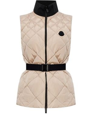 Moncler Quilted Belted Gilet - Natural