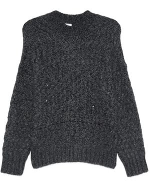 Eleventy Cable-Knit Sequin-Embellished Sweater - Gray