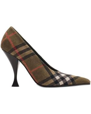 Burberry Checked Pointed-Toe Pumps - Brown