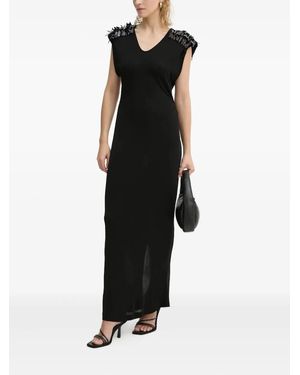 Bruuns Bazaar Sequin-Embellished V-Neck Maxi Dress - Black