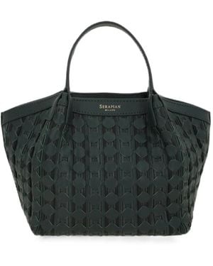 Serapian Mini Mosaico Tote Bag - Black