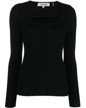 Diane von Furstenberg Cut-Out Long-Sleeve Top - Black