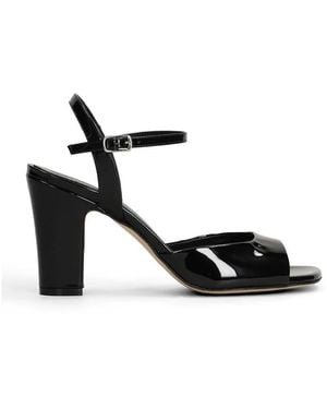 Julie Dee Patent-Finish Ankle-Strap Sandals - Black