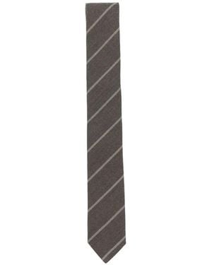 Eleventy Krawatte Mit Diagonalen Streifen - Weiß