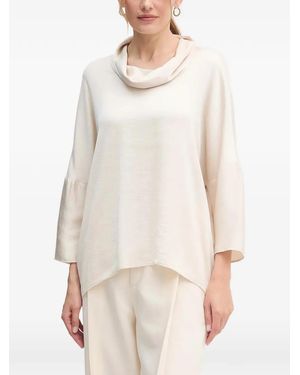 Joseph Ribkoff Cowl-Neck Button Blouse - White
