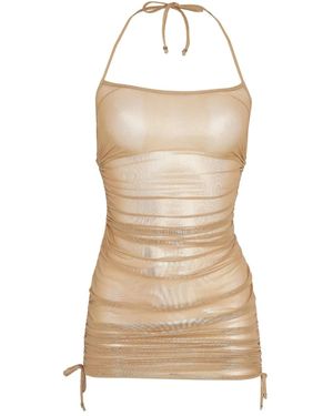 Amir Slama Draped Mini Dress - Natural