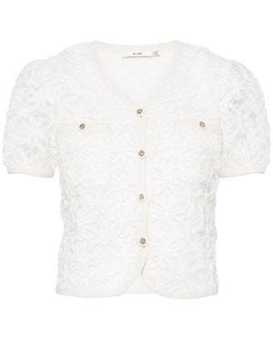 B+ AB Floral-Appliqué Shirt - White