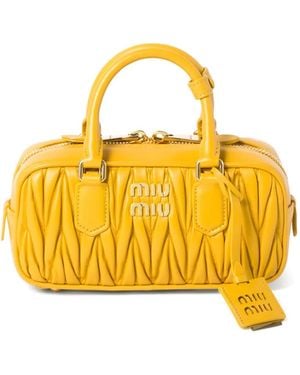 Miu Miu Arcadie Matelassé Leather Bag - Yellow