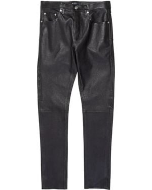 Purple Brand Logo-Patch Leather Trousers - Grey