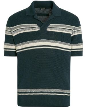 ZEGNA Striped Polo Shirt - Green