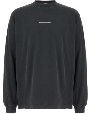 Alexander Wang Logo-Print Long-Sleeve T-Shirt - Black