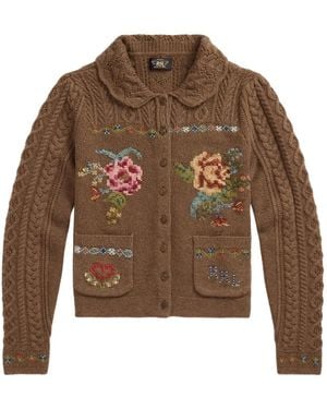 RRL フローラル カーディガン - ブラウン