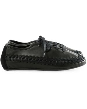 Hereu Whipstitch-Trim Leather Sneakers - Nero