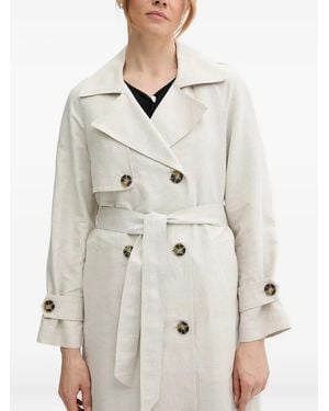 Sisley Belted Double-Breasted Trench Coat - White