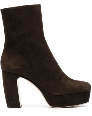Miu Miu 95Mm Suede Ankle Boots - Black