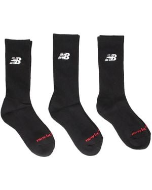 New Balance Everyday Crew Logo-Print Socks (Set Of Three) - Black