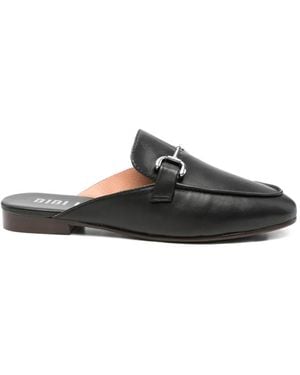Bibi Lou Leather Flat Mules - Black