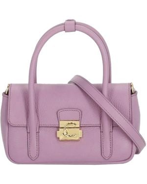 Coccinelle Mini C-Me Lock Leather Tote Bag - Purple