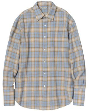 AURALEE Check-pattern curved-hem shirt - Azul