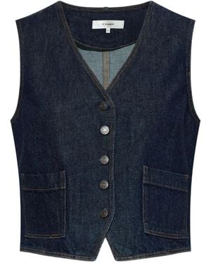 FRAME Buttoned Pocketed Denim Waistcoat - Blue