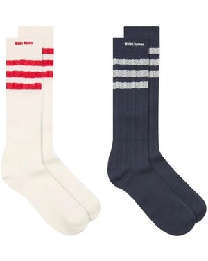adidas Striped Pointelle-Knit Socks - Blue