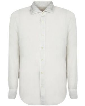 120% Lino Chemise À Manches Longues - White