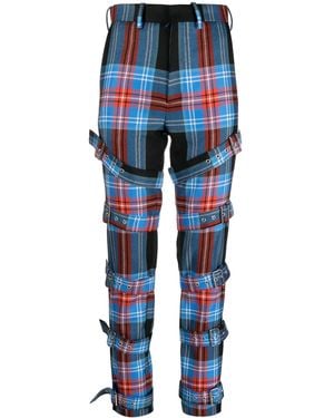 Charles Jeffrey Pantaloni Dritti Tartan - Blu