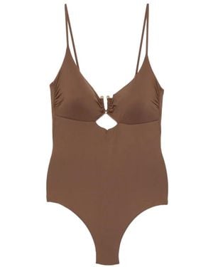 Fisico Cut-Out Swimsuit - Brown