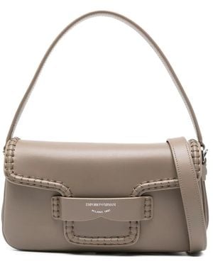Emporio Armani レザー ショルダーバッグ - グレー