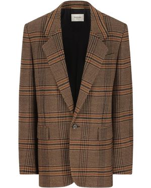 Saint Laurent Houndstooth Check Blazer - Brown