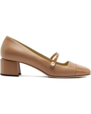Jimmy Choo 45mm Mary Jane block-heel pumps - Braun