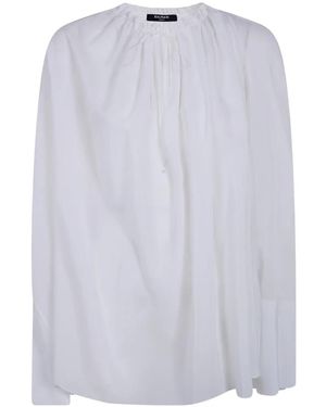 Balmain Bluse Mit Gerafftem Kragen - Weiß
