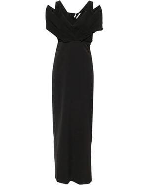 Patrizia Pepe V-Neck Zip-Fastening Maxi Dress - Black