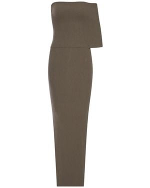 Rick Owens Ribgebreide Midi-Jurk - Naturel