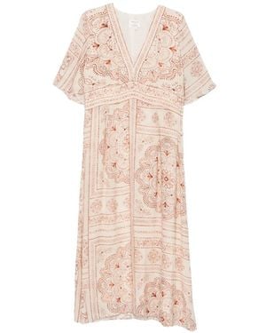 MAISON 123 Paisley-Print V-Neck Midi Dress - Pink