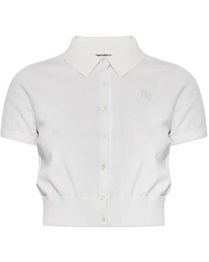 Alexander Wang Button-Front Short-Sleeve Knit Top - White